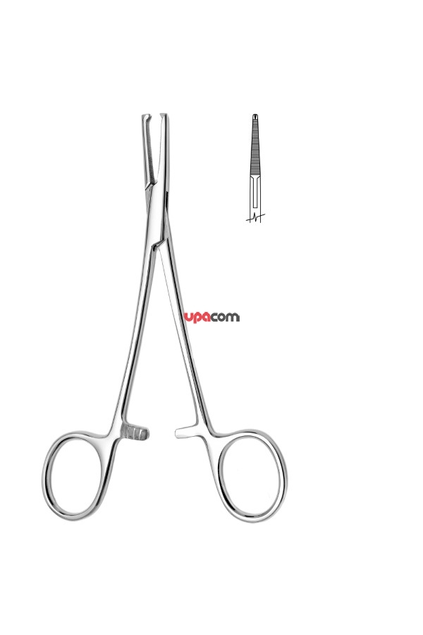 Зажим кровоостанавливающий 1х2 зубый, зубчатый, прямой, для новорожденных, 125 мм